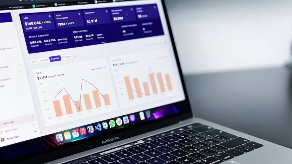 An analytics program shown on a laptop's display