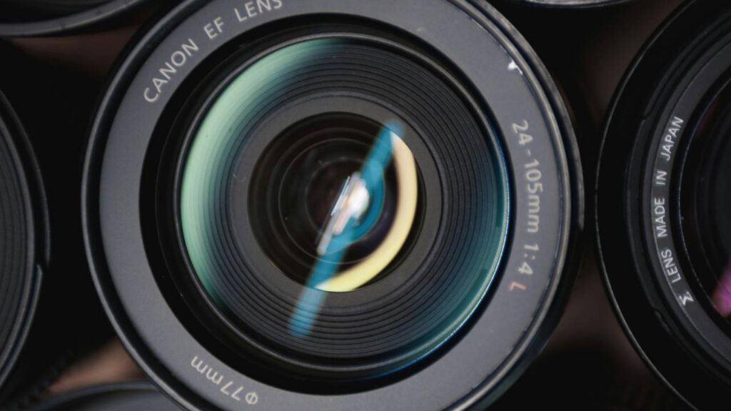 A closeup photo of a camera lens