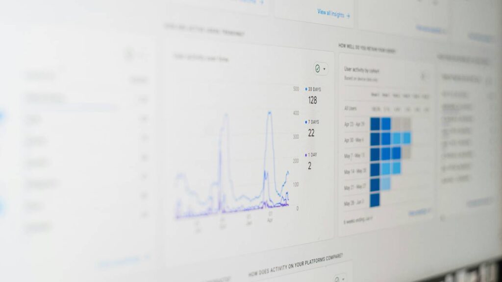 An up-close photo of an analytics app on a computer's screen