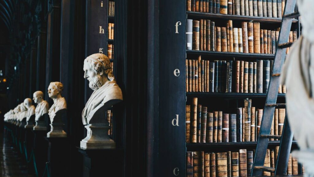 An old library with shelves full of books