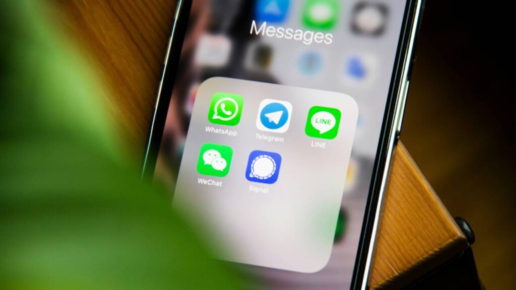 Apps used for messaging shown a phone's display