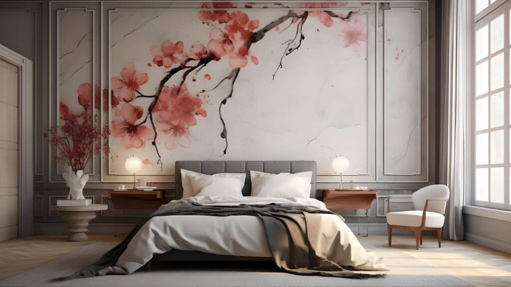 A plush bed in an elegantly furnished hotel room